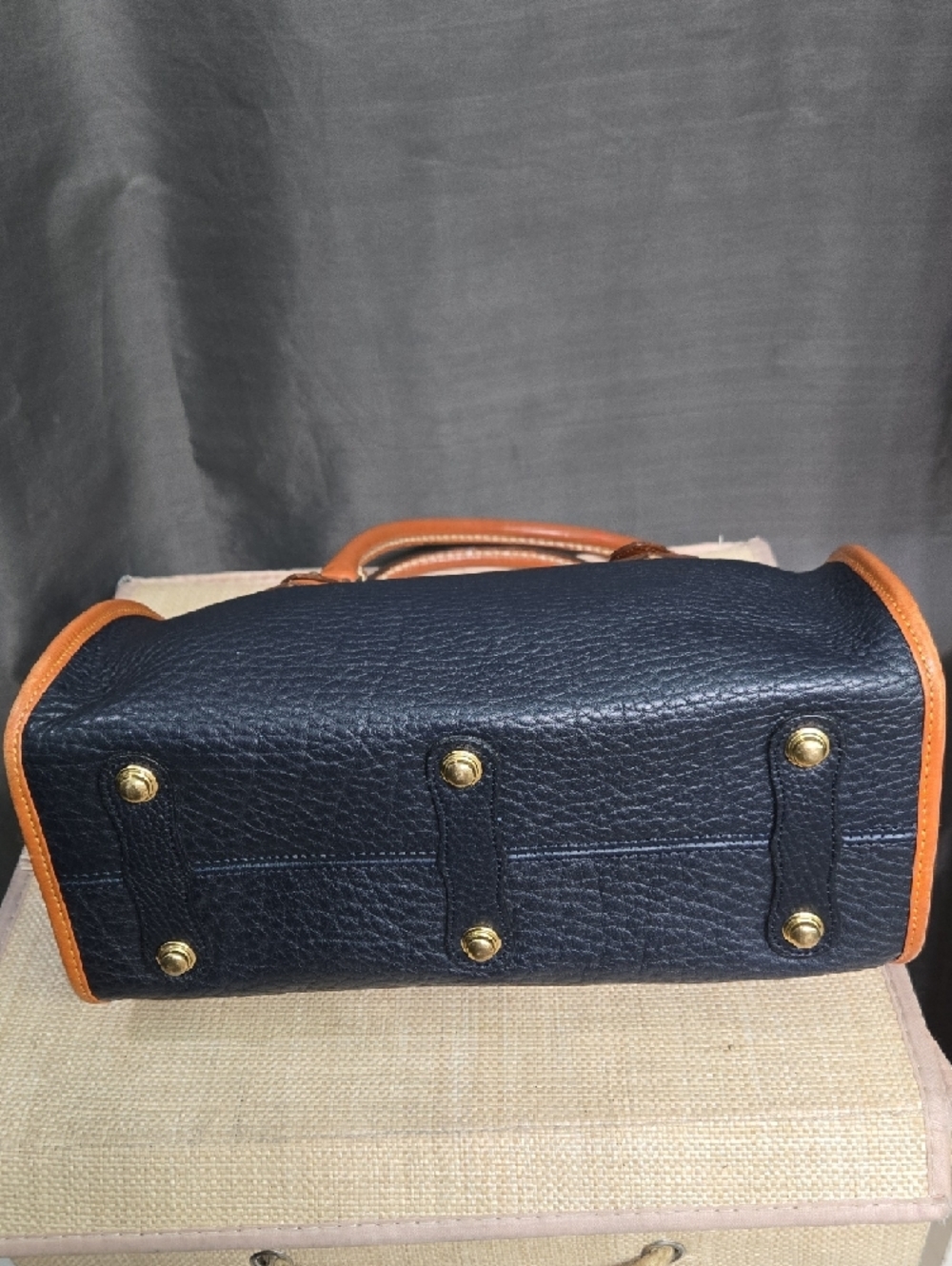 Dooney & Bourke Black and Tan Pebbled Leather Satchel - Picture 4 of 16